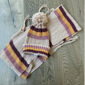Sisstr evolution Boho Knit Beanie and Scarf Set in Earth Tones